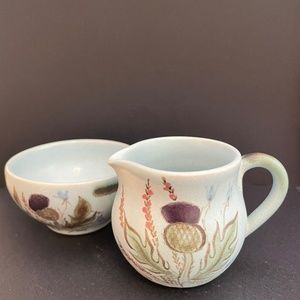 Vintage Buchan Thistleware creamer and sugar set